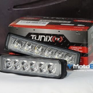 FARO DE HIPERLEDS NEGRO / BARRA DE 6 HIPER LEDS / 18 WATTS / 12 Vcc / CON ESTROBO (PAR) (FA-LH106JRE)