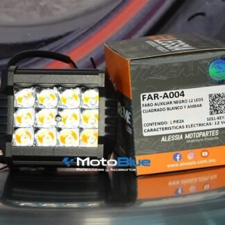 FARO AUXILIAR NEGRO 12 LEDS CUADRADO BLANCO Y ÁMBAR 12 Vcc UNIVERSAL